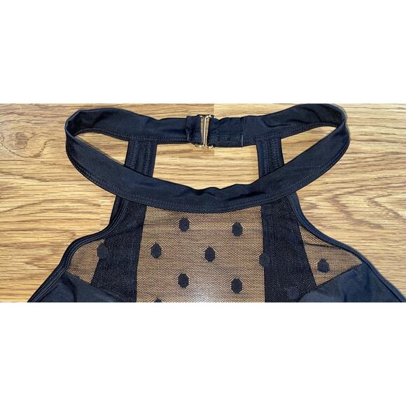 SO Juniors Plus Size 1x Black Halter Mesh One Piece Bathing Suit Swim Wear NWT - Picture 7 of 16